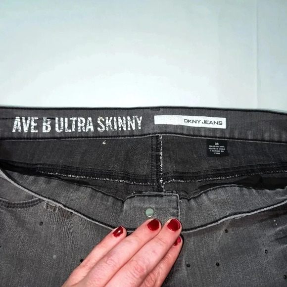 Vintage DKNY Jeans "Ave B" Vintage Gray Tiny Sparkle Studs Sz 8 - Picture 4 of 15